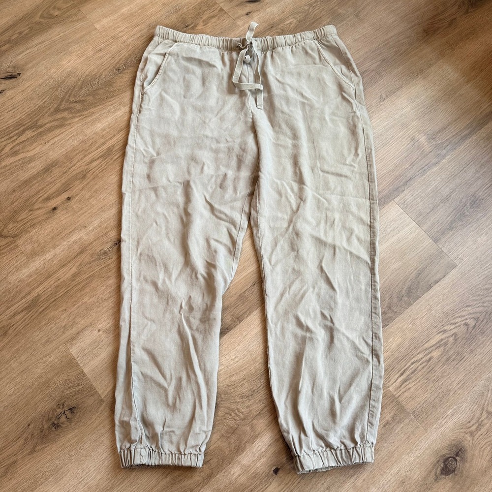 CLOTH & STONE Tencel Jogger Pants‎ Beige Elastic Waist Drawstring Pockets Size M